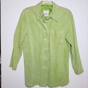 Clichy Green 100% Genuine Leather Suede Jacket Shacket Size 4 S Vintage 80s 90s